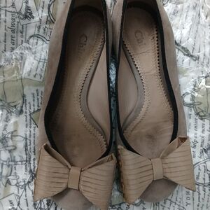 Chloe Beige Bow Flats